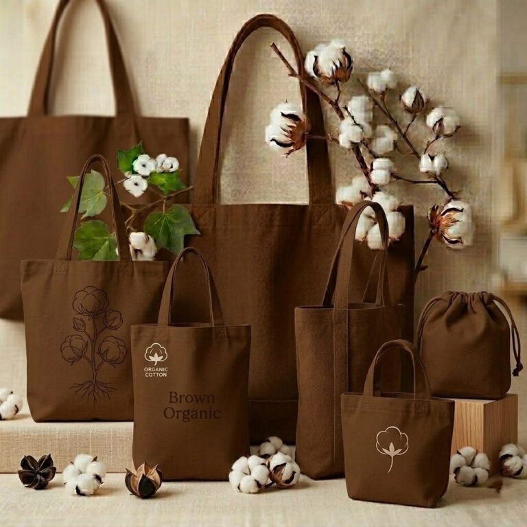 collection of brown organic cotton tote bag with bottom - cotton tote factory