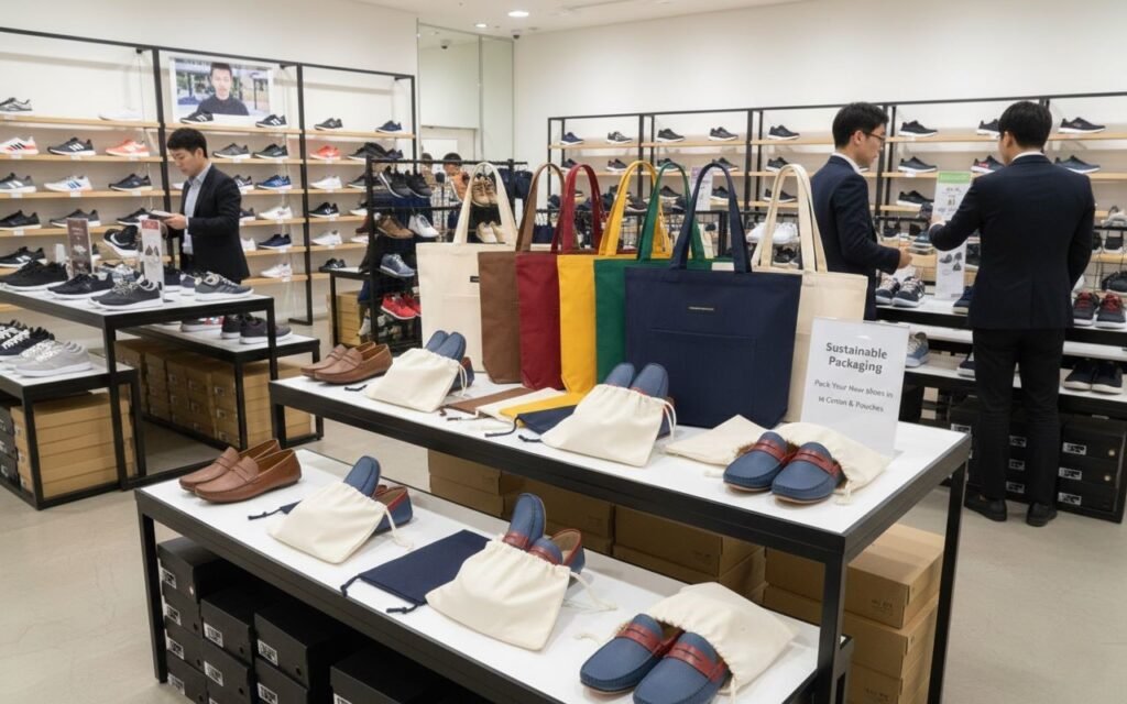 cotton tote bags for shoes on shoe shop - cotton tote factory