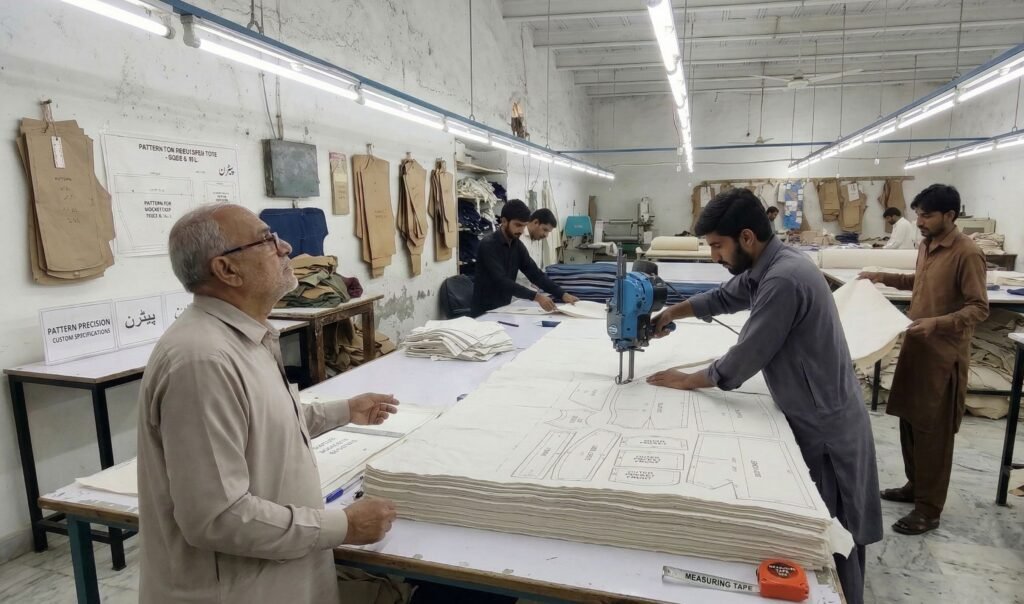 cutting of fabric - cotton tote factory