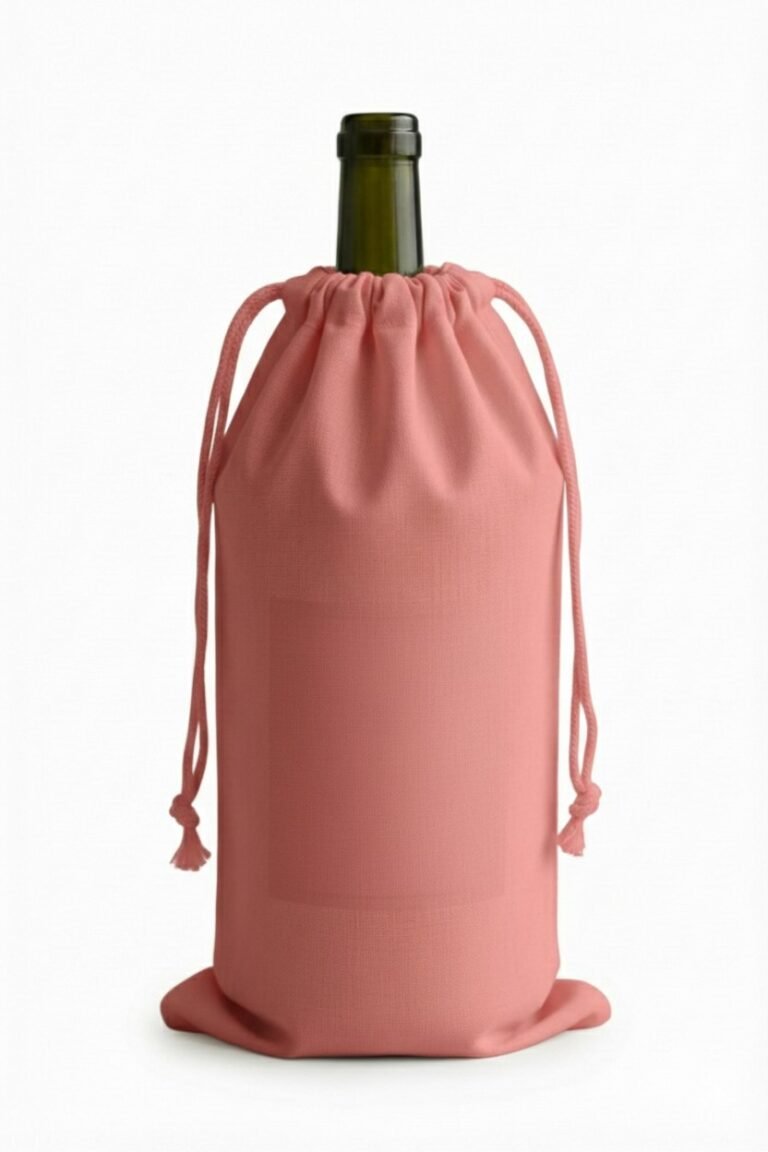 dark pink wine drawstring bag 100gsm - cotton tote factory