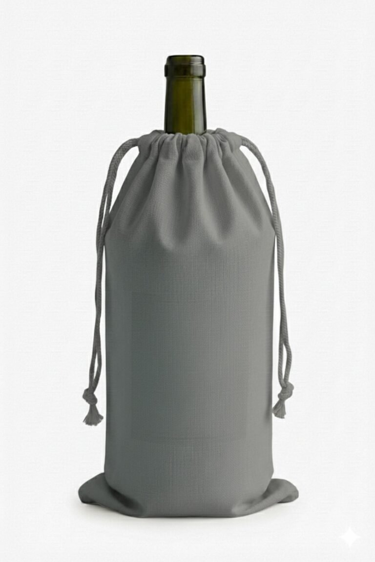 gray wine drawstring bag 100gsm - cotton tote factory