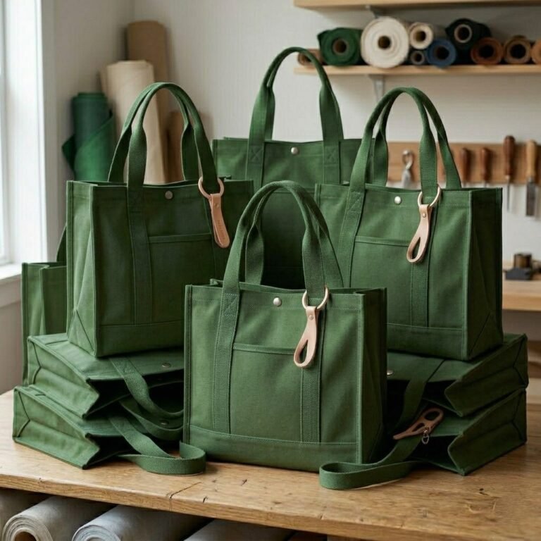 heavy duty Green canvas cotton tote bags collection - cotton tote factory