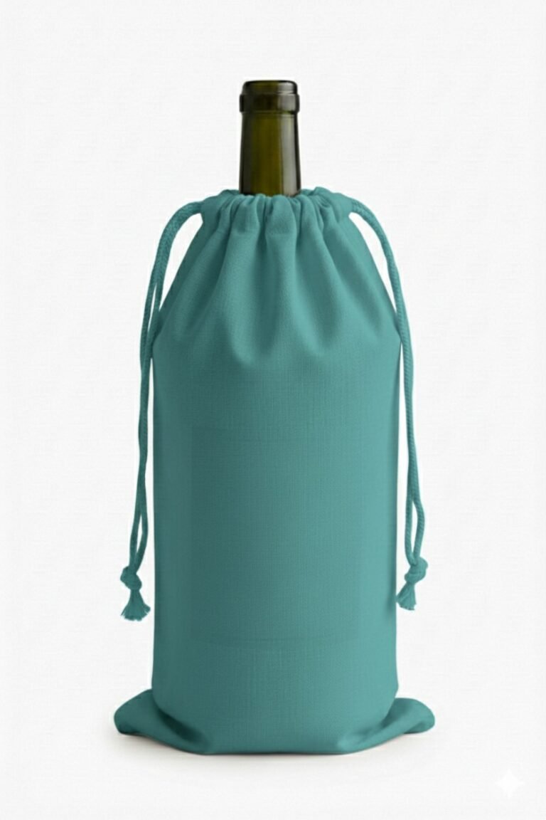 medium zinc wine drawstring bag 100gsm - cotton tote factory
