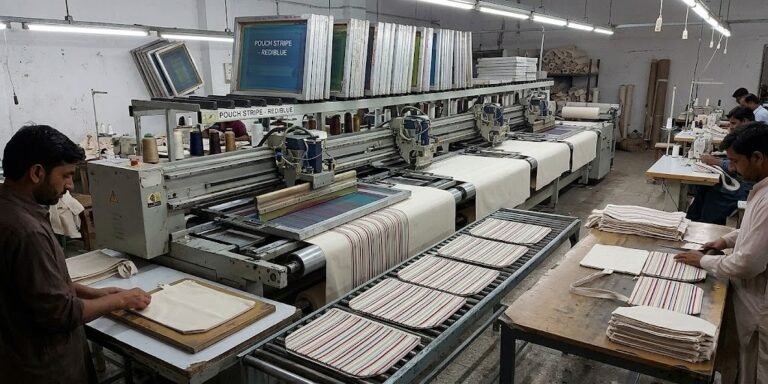 screen printed pouches stripe design - cotton tote factory