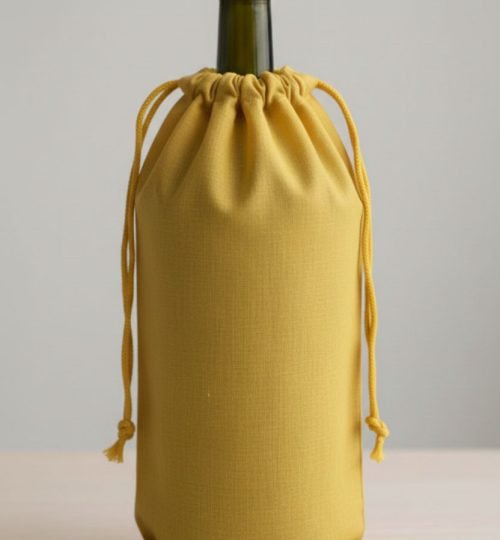 1 Yellow color 180gsm cotton drawstring bag for wine - cotton tote factory
