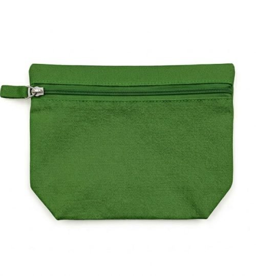 12- Green cotton pouch with bottom gusset - cotton tote factory