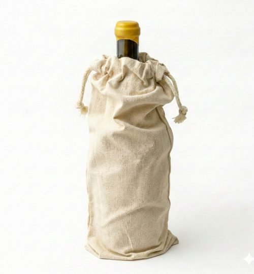 12 Natural Cotton Drawstring Bag for wine - Cotton Tote Factory