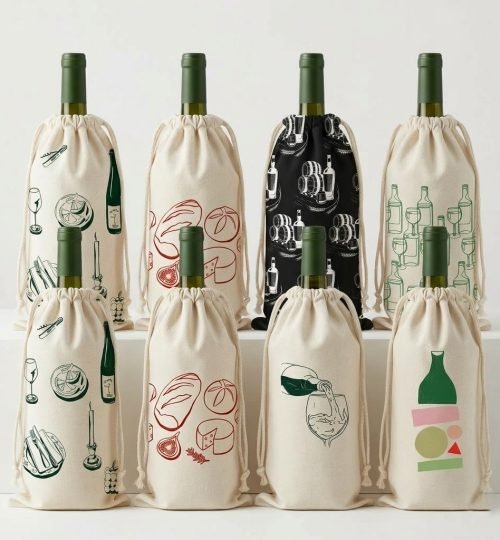 13 collection of 180gsm cotton drawstring bag with screen printitng for wine - cotton tote factory