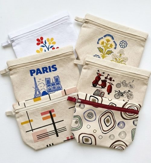 14- bunch of screen printed cotton pouch - cotton tote factory