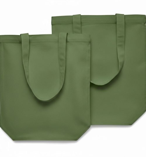 140gsm cotton tote bag with bottom olive green color - cotton tote factory