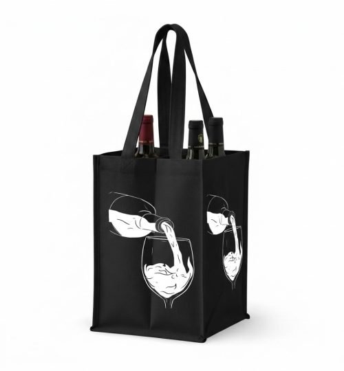 15 black Cotton Bag with screen printing for wine - cotton tote factory