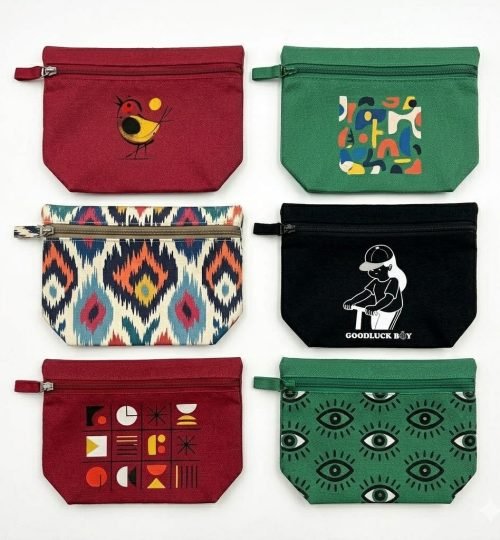 15- bunch of screen printed cotton pouch - cotton tote factory