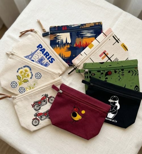 16- bunch of screen printed cotton pouch - cotton tote factory