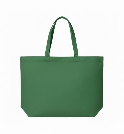 200 gsm cotton tote bag with bottom in green color - COTTON TOTE FACTORY