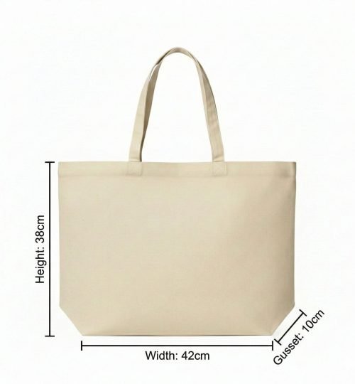 200 gsm cotton tote bag with bottom with size measurement color - COTTON TOTE FACTORY