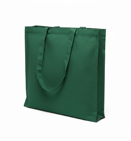 200gsm 3 side gazette canvas cotton bag green color - cotton tote factory