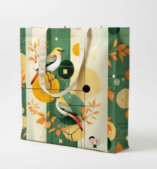 240gsm 3 side gazette digital printed canvas cotton bag green - cotton tote factory