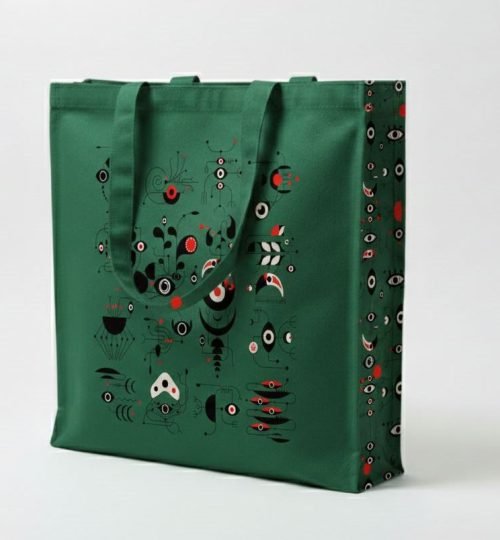 240gsm canvas tote bag with 3 side gazette with screen printing green bag - cotton tote factory