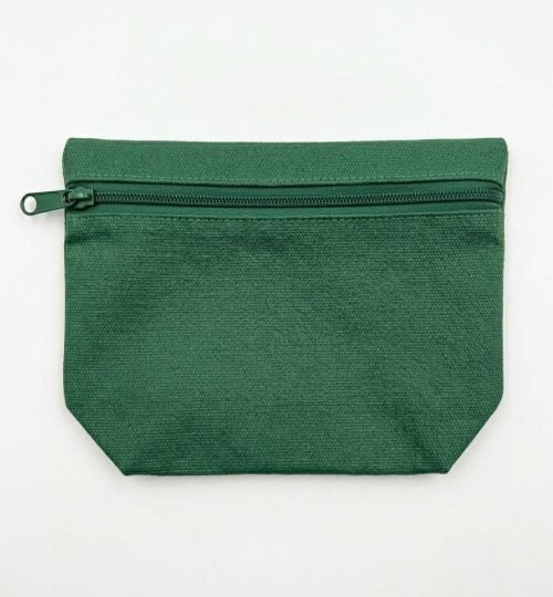 7- Green cotton pouch with bottom gusset - cotton tote factory