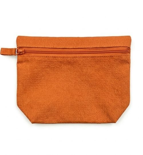 9-orange cotton pouch with bottom gusset - cotton tote factory