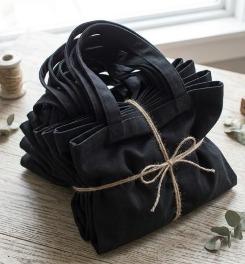 BLACK PLAIN COTTON TOTE BAG COLLECTION - COTTON TOTE FACTORY