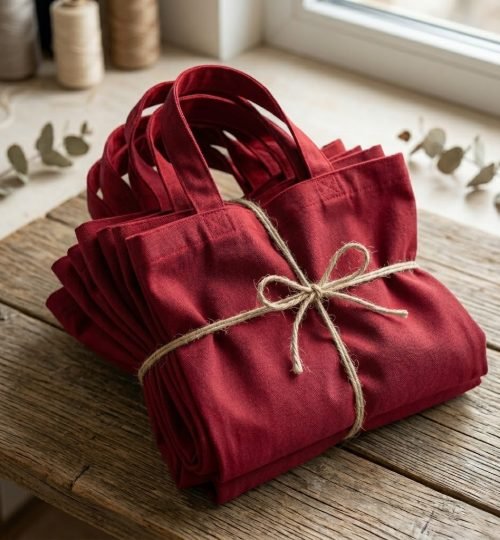 Bright Red PLAIN COTTON TOTE BAG COLLECTION - COTTON TOTE FACTORY