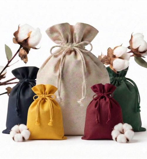 Organic cotton drawstring bags in mix colors - Cotton Tote Factory