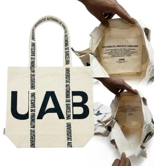 UAB printed bag with printed pocket and zip - Cotton Tote Factory