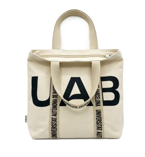 UAB printed bag with zip on mouth on bag - Cotton Tote Factory
