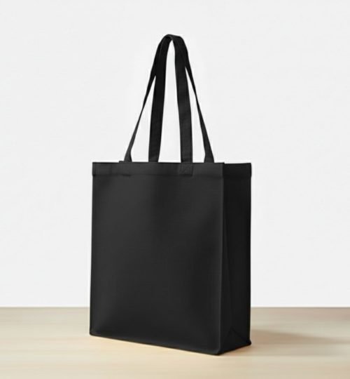 black canvas tote bag with 3 side gazette - Cotton Tot Factory