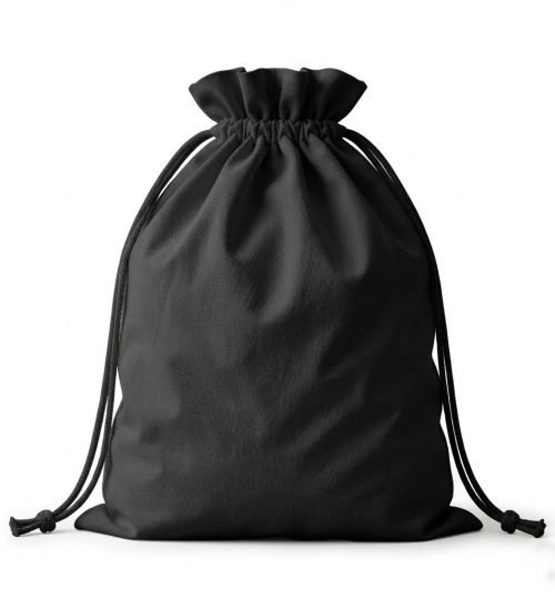 black cotton canvas large drawstring bag - cotton tote factory