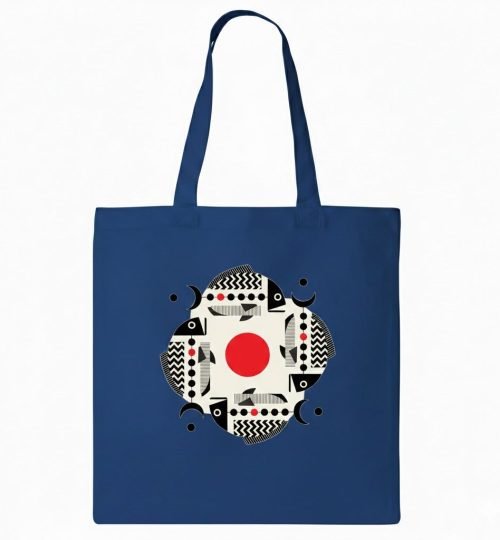 blue cotton tote bag with screen printing - Cotton Tote Factory