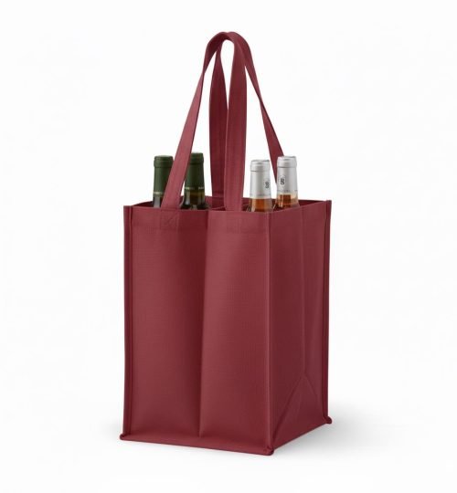 brown Color wine cotton bag 4 side gazette 280gsm - Cotton Tote Factory