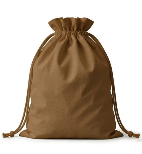 brown cotton canvas large drawstring bag - cotton tote factory