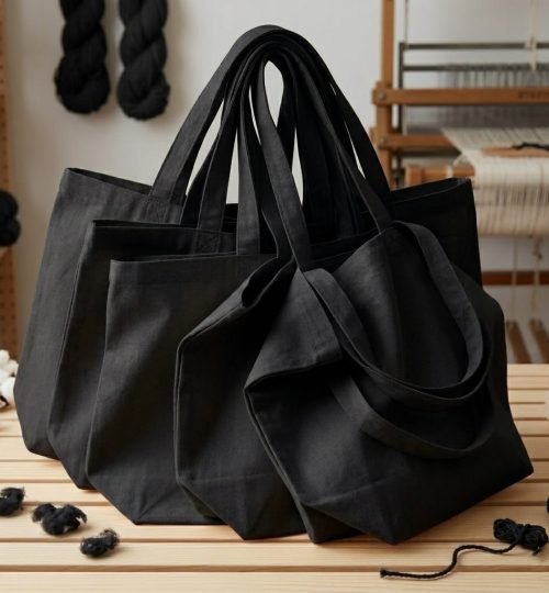 canvas cotton tote bag bottom gazette black collection - cotton tote factory