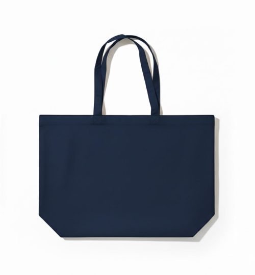 canvas cotton tote bag bottom gazette navy blue - cotton tote factory