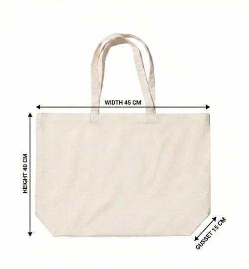 canvas cotton tote bag bottom gazette with measurement natural - cotton tote factory