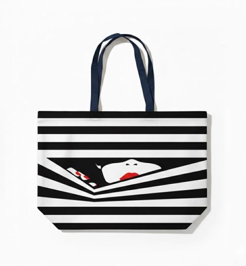 canvas cotton tote bag with bottom gazette screen print on natural 11- cotton tote factory