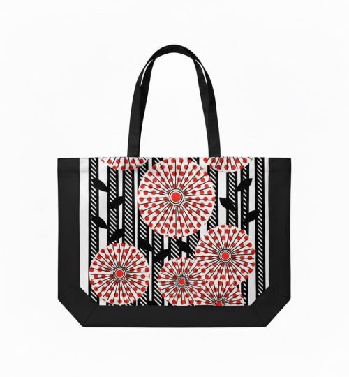 canvas cotton tote bag with bottom gazette screen print on natural 18 - cotton tote factory