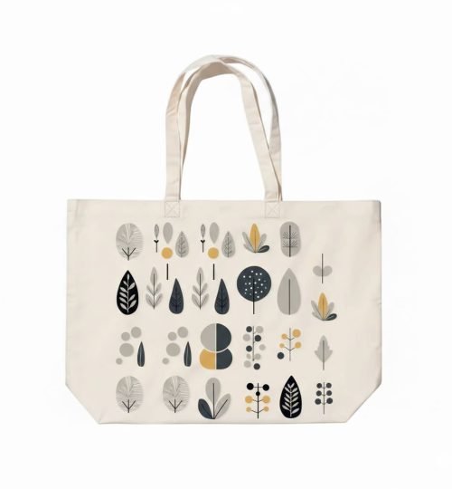 canvas cotton tote bag with bottom gazette screen print on natural 21 - cotton tote factory