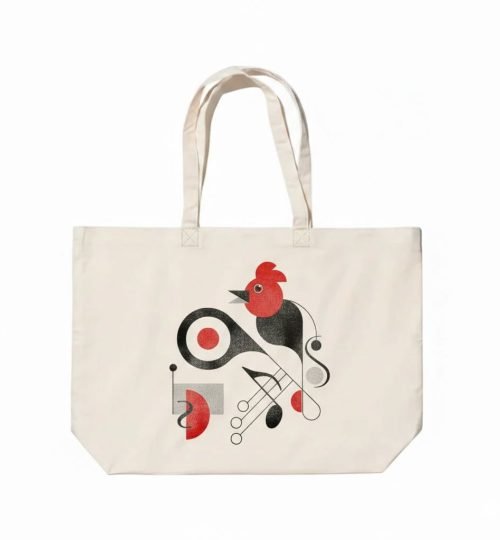 canvas cotton tote bag with bottom gazette screen print on natural 34 - cotton tote factory