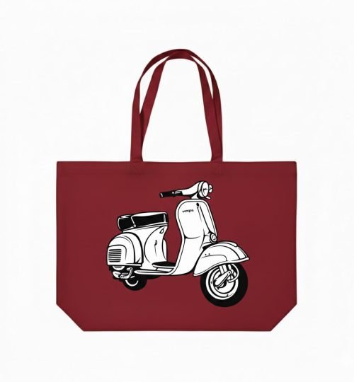 canvas cotton tote bag with bottom gazette screen print on Red - cotton tote factory