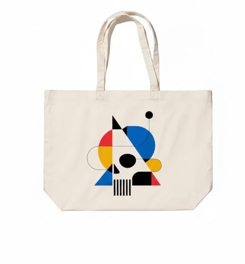canvas cotton tote bag with bottom gazette screen print on natural 39 - cotton tote factory