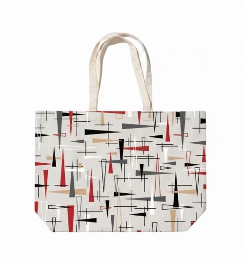 canvas cotton tote bag with bottom gazette screen print on natural 45 - cotton tote factory