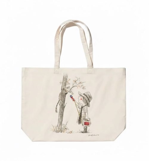 canvas cotton tote bag with bottom gazette screen print on natural 5- cotton tote factory