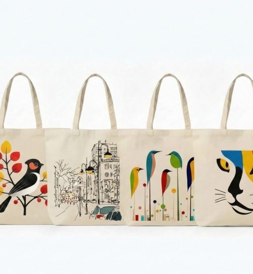 canvas cotton tote bags with bottom gazette screen print banner - cotton tote factory