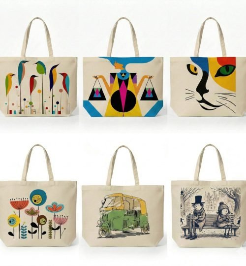 canvas cotton tote bags with bottom gazette screen print - cotton tote factory