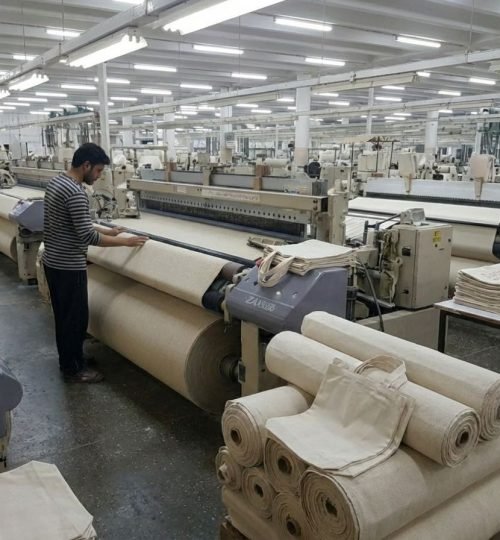 canvas fabric checking on weaving cotton tote factory