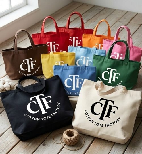 collection of cotton tote bag with bottom gusset with logo print - cotton tote factory