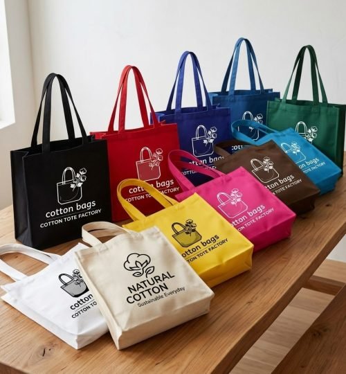 colored printed logo cotton bags - cotton tote factory